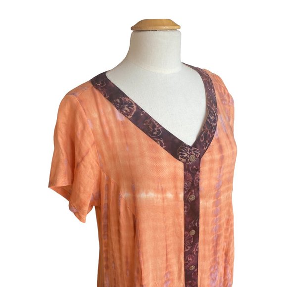 NWT-Soft Surroundings Sunset Bali Maxi Dress Boho Tie Dye Tropical Watercolor-PL - Picture 4 of 13